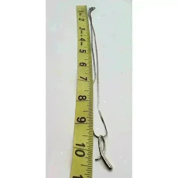 Sterling Silver Love Knot Necklace Pendant 925 Vintage Abstract Mod Silver Chain - Picture 4 of 5